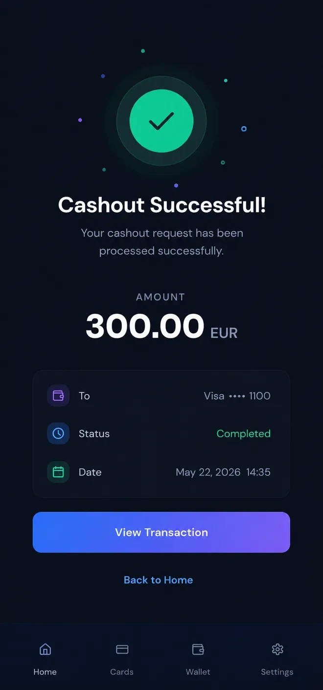 Fizardus app — Withdraw cash